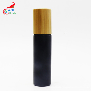 15ml frosted black roll on perfume bottle with wood cap RO-139S